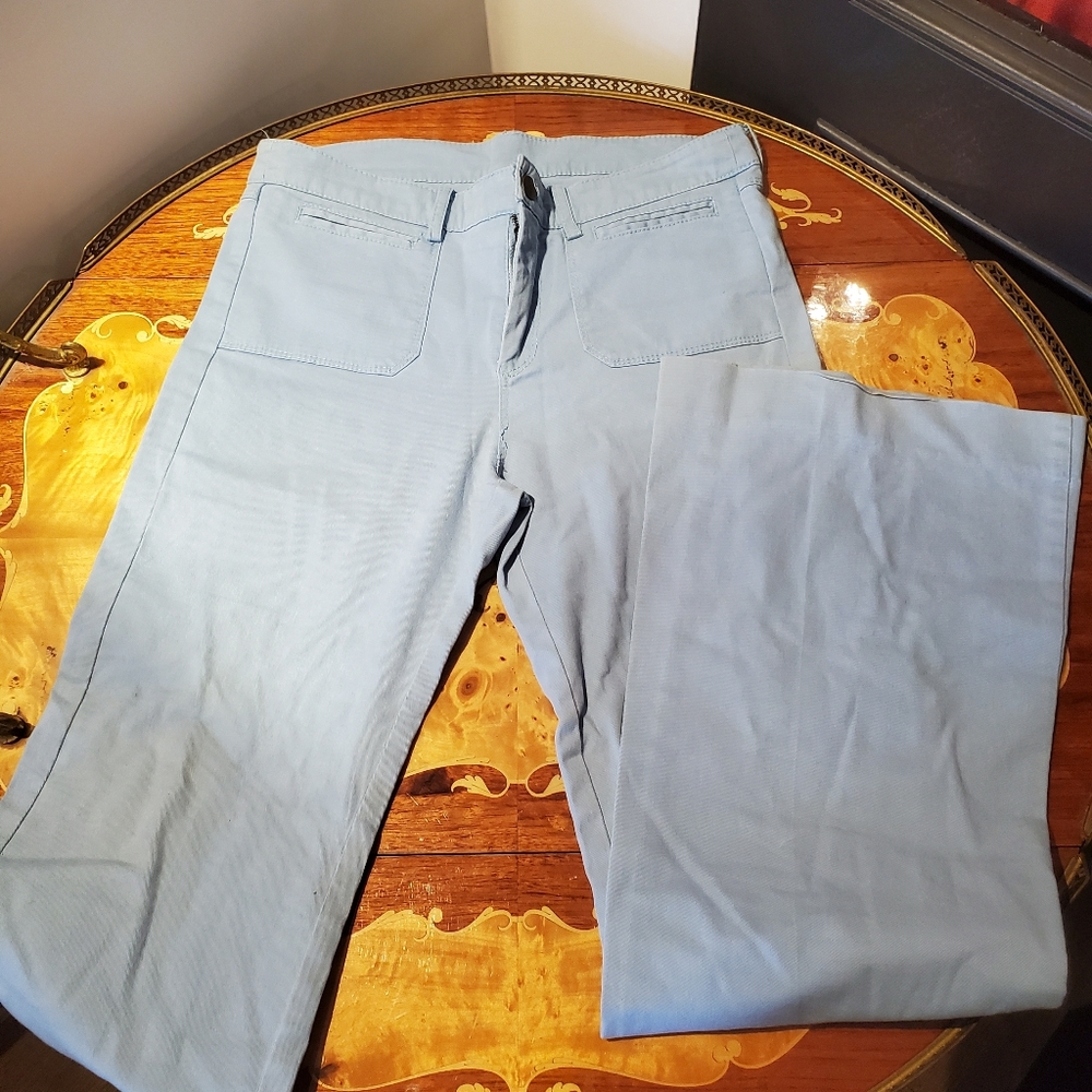 Divided Pale Blue High Waisted Bell bottom Pant